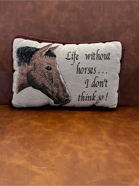 Horse Tapestry Throw Pillow 11x7" Western Ranch Decor
